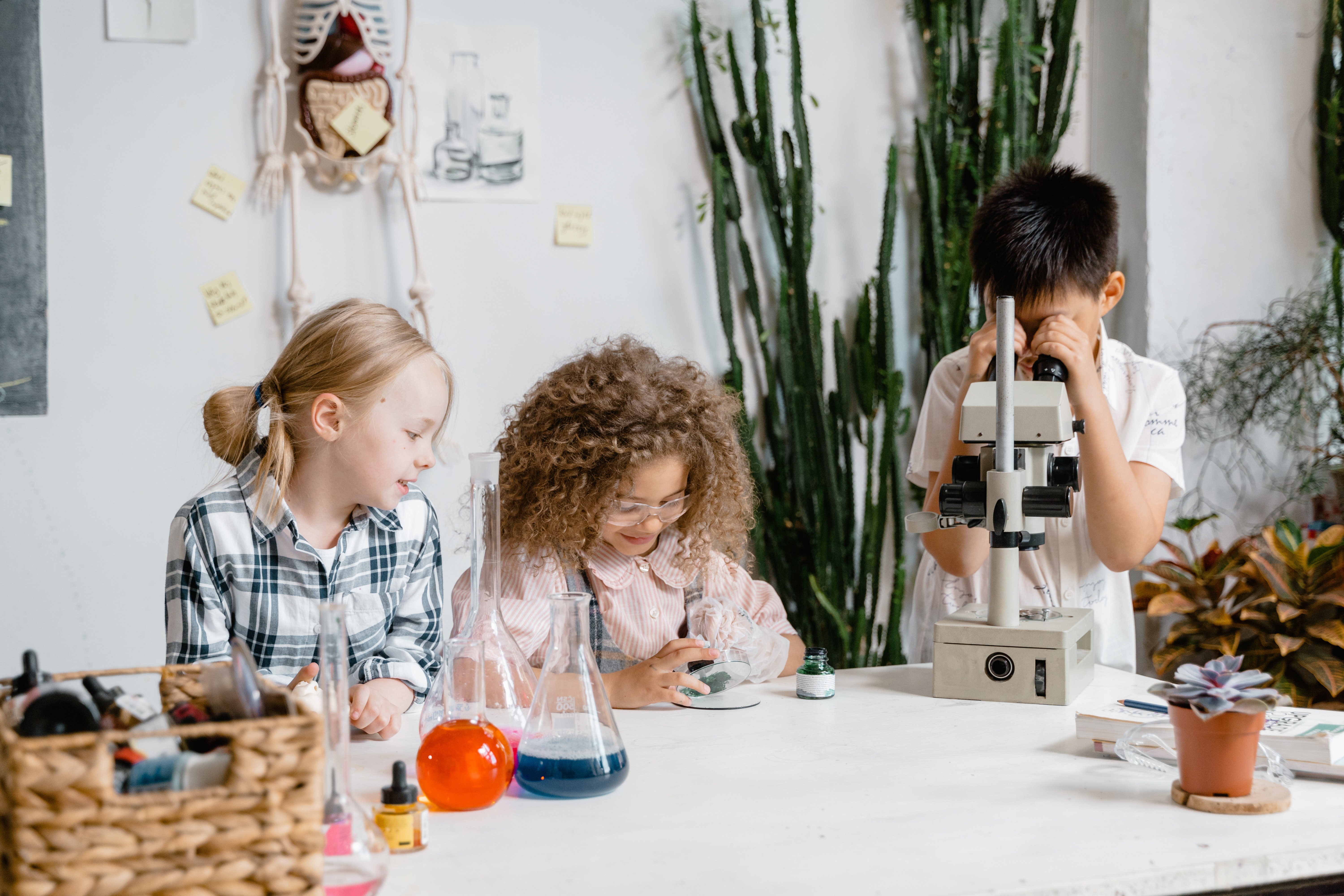Children participating in a science event